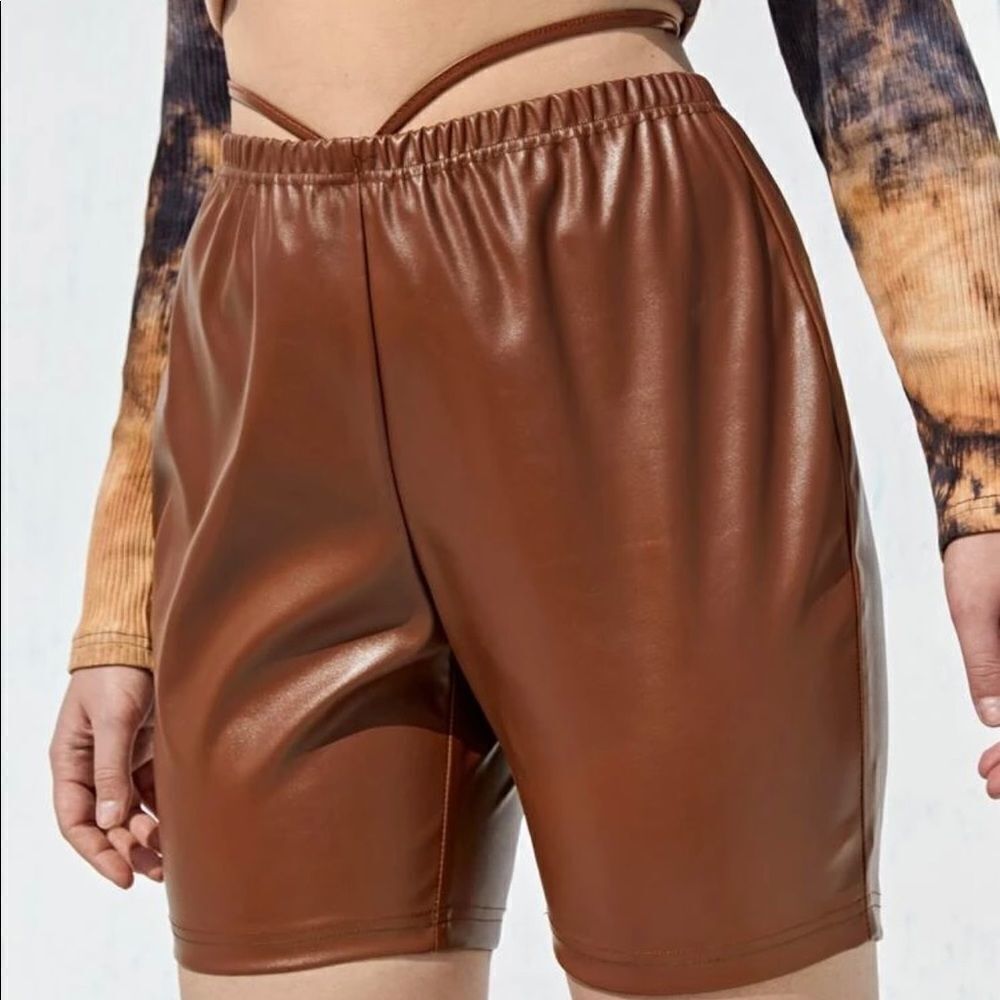 PU Vegan Leather Biker Shorts